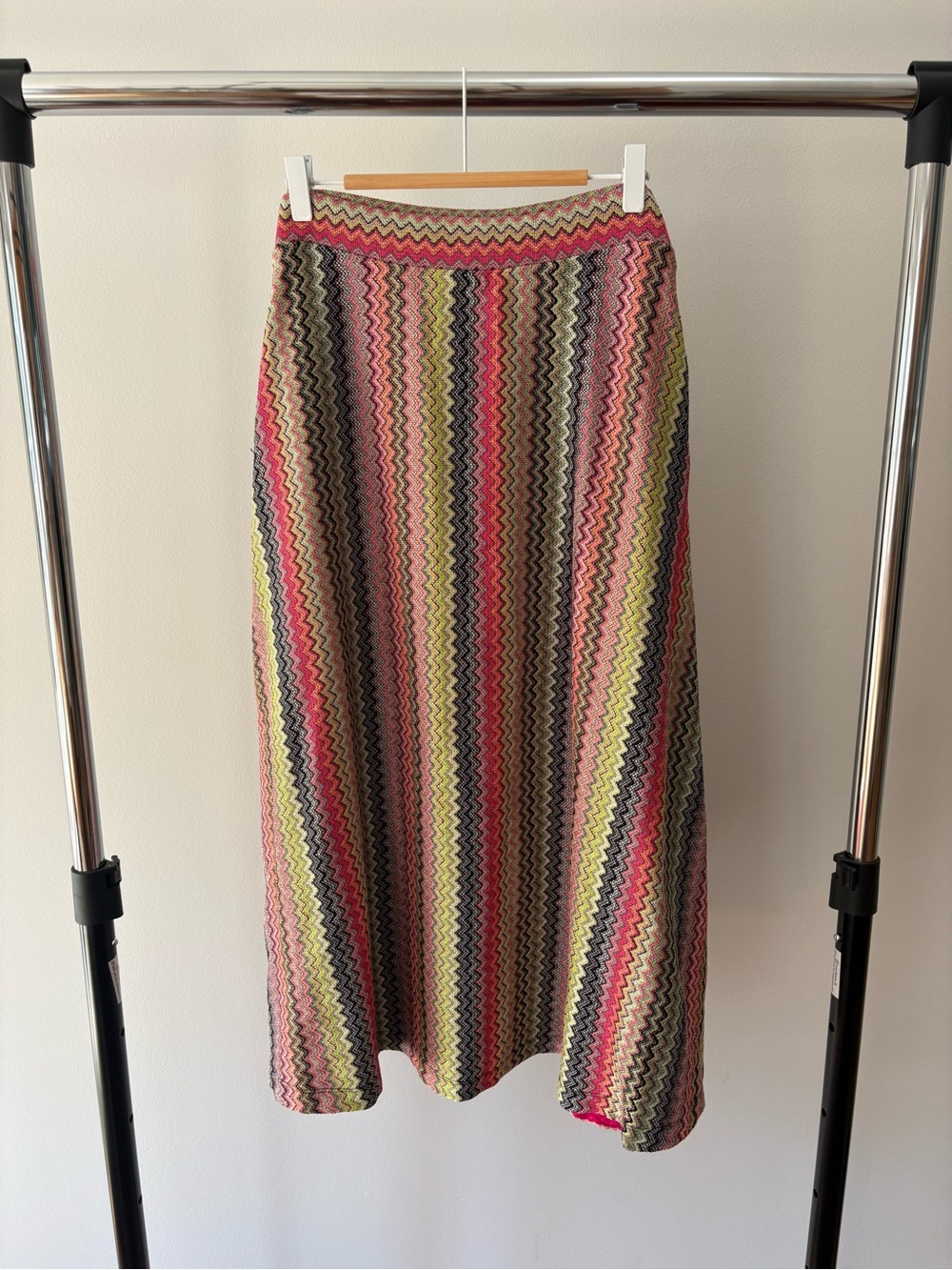 Anthropologie Zigzag Maxi Skirt in Pink, Yellow, Green & Black